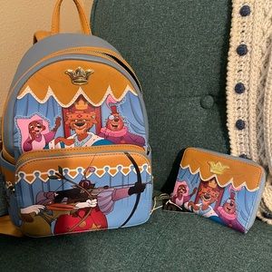 Loungefly Robin Hood mini backpack w/matching wallet.